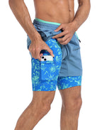 LRD Men's 5 Inch Athletic Gym Workout Shorts with Compression Liner