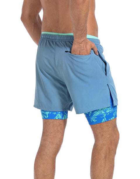 LRD Men's 5 Inch Athletic Gym Workout Shorts with Compression Liner