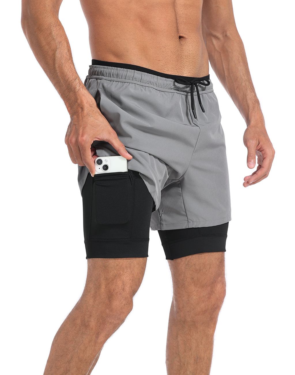 LRD Men's 5 Inch Athletic Gym Workout Shorts with Compression Liner