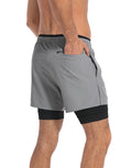 LRD Men's 5 Inch Athletic Gym Workout Shorts with Compression Liner