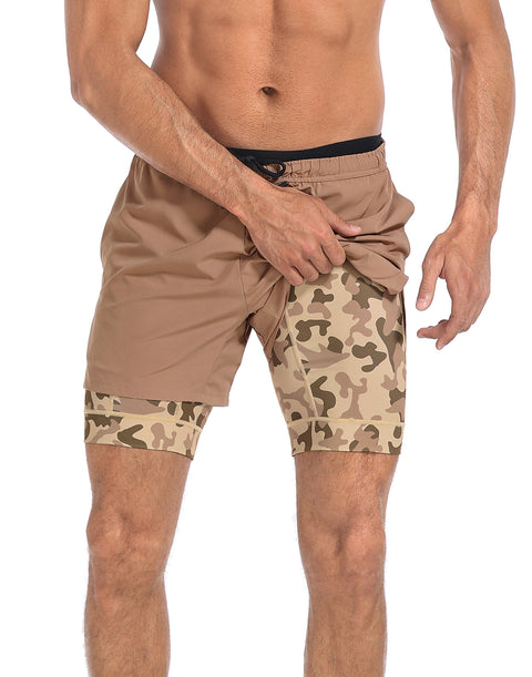 LRD Men's 5 Inch Athletic Gym Workout Shorts with Compression Liner