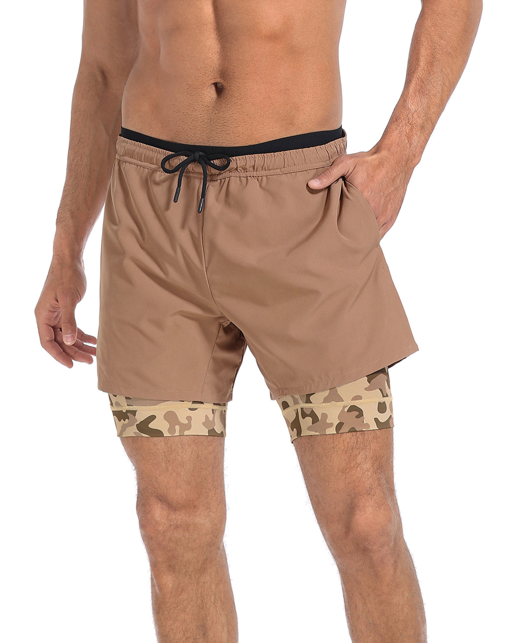 LRD Men's 5 Inch Athletic Gym Workout Shorts with Compression Liner