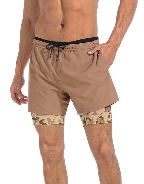 LRD Men's 5 Inch Athletic Gym Workout Shorts with Compression Liner