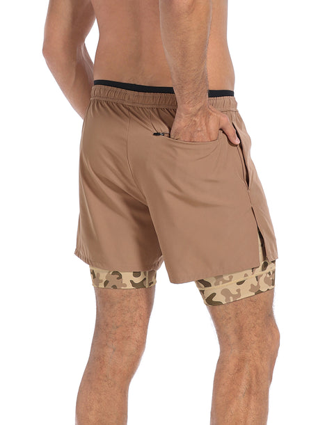 LRD Men's 5 Inch Athletic Gym Workout Shorts with Compression Liner