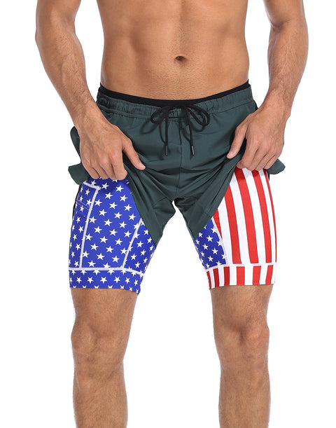 LRD Men's 5 Inch Athletic Gym Workout Shorts with Compression Liner