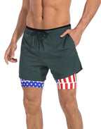 LRD Men's 5 Inch Athletic Gym Workout Shorts with Compression Liner