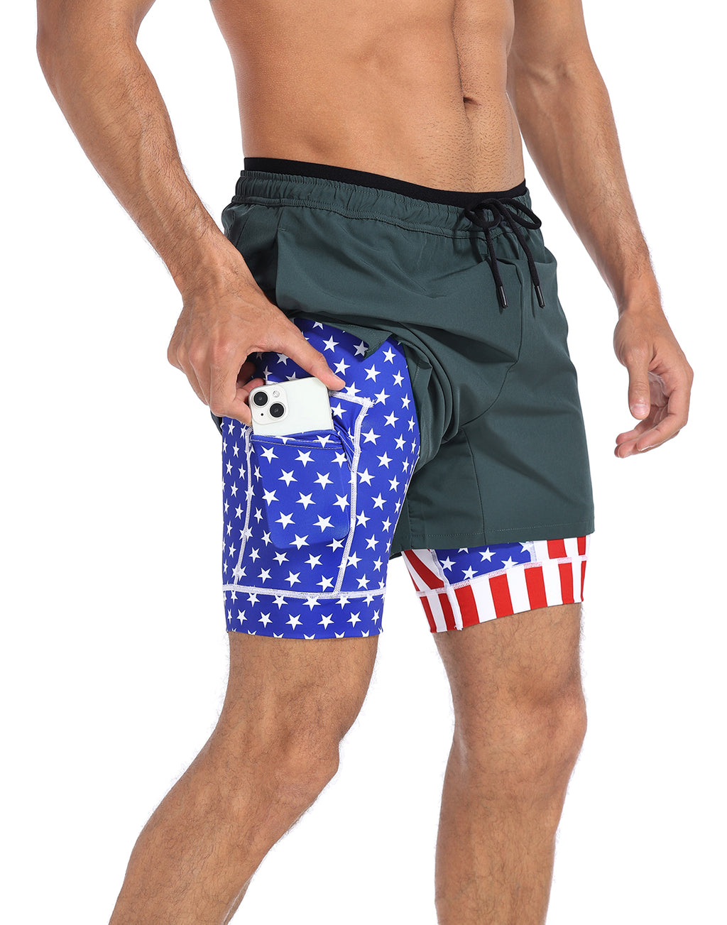 LRD Men's 5 Inch Athletic Gym Workout Shorts with Compression Liner