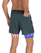 LRD Men's 5 Inch Athletic Gym Workout Shorts with Compression Liner