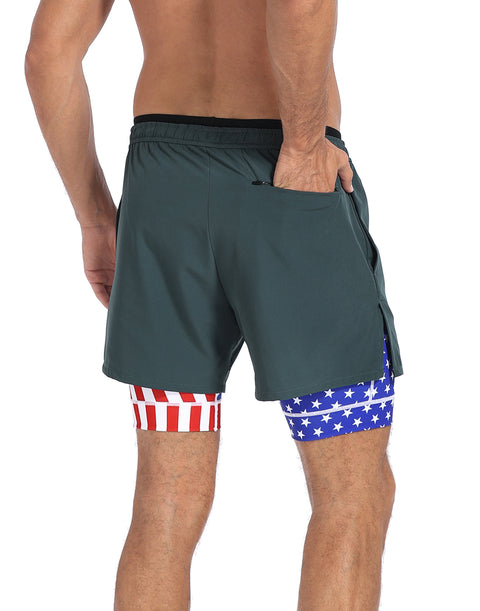 LRD Men's 5 Inch Athletic Gym Workout Shorts with Compression Liner