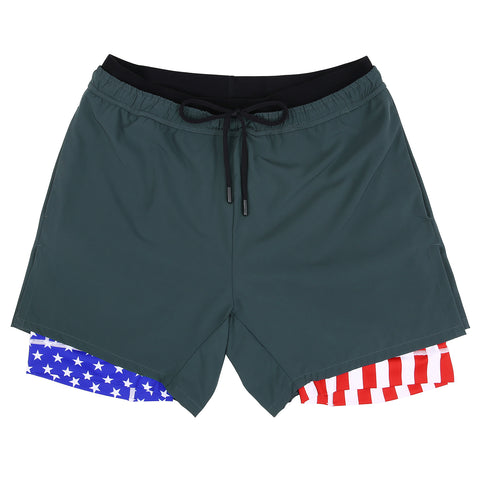 LRD Men's 5 Inch Athletic Gym Workout Shorts with Compression Liner