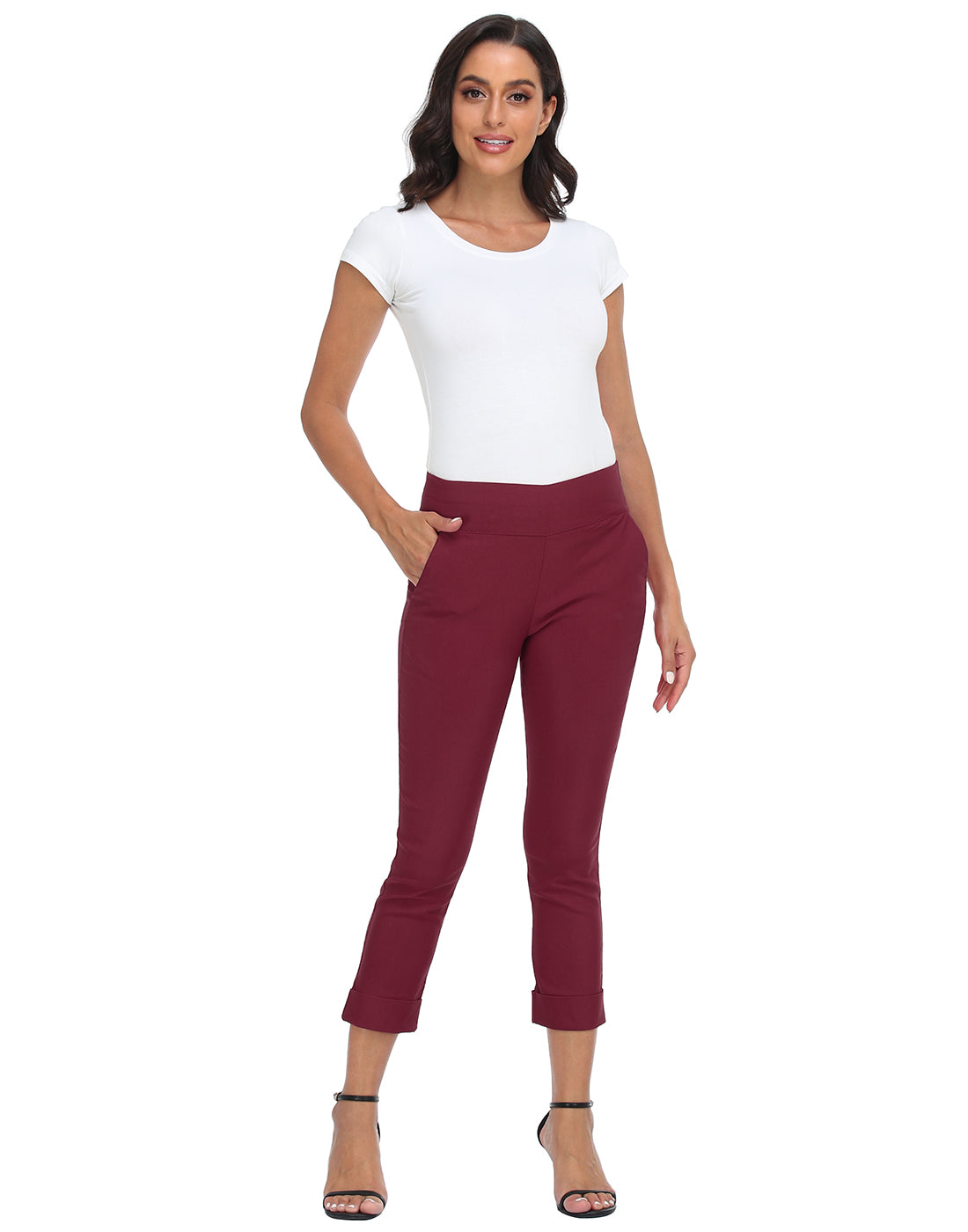 Pull On Capri Pants for Women with Pockets