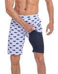 mens nine inch inseam swim trunks with compression shorts quick dry board short