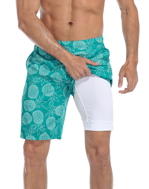 LRD Mens 9" Swim Trunks with Compression Liner