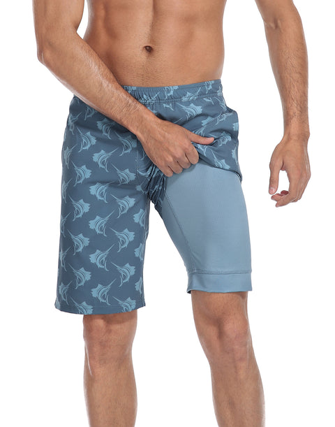 LRD Mens 9" Swim Trunks with Compression Liner
