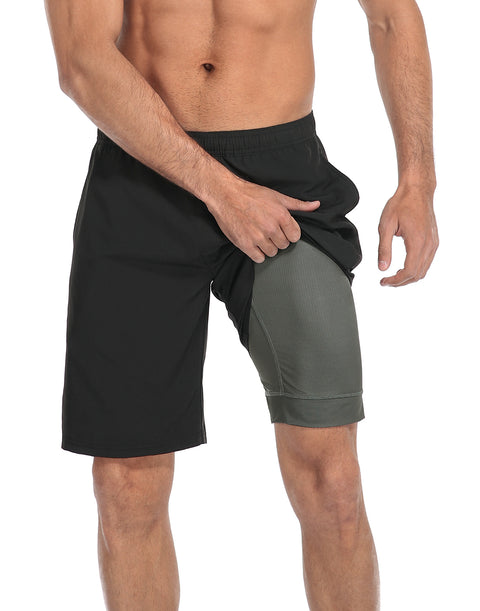 LRD Mens 9" Swim Trunks with Compression Liner