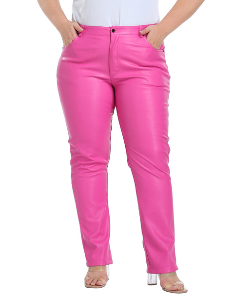 Plus Size Faux Leather Pants w/ Pockets