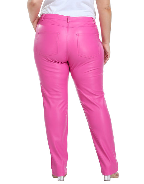 Plus Size Faux Leather Pants w/ Pockets