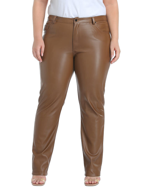 Plus Size Faux Leather Pants w/ Pockets