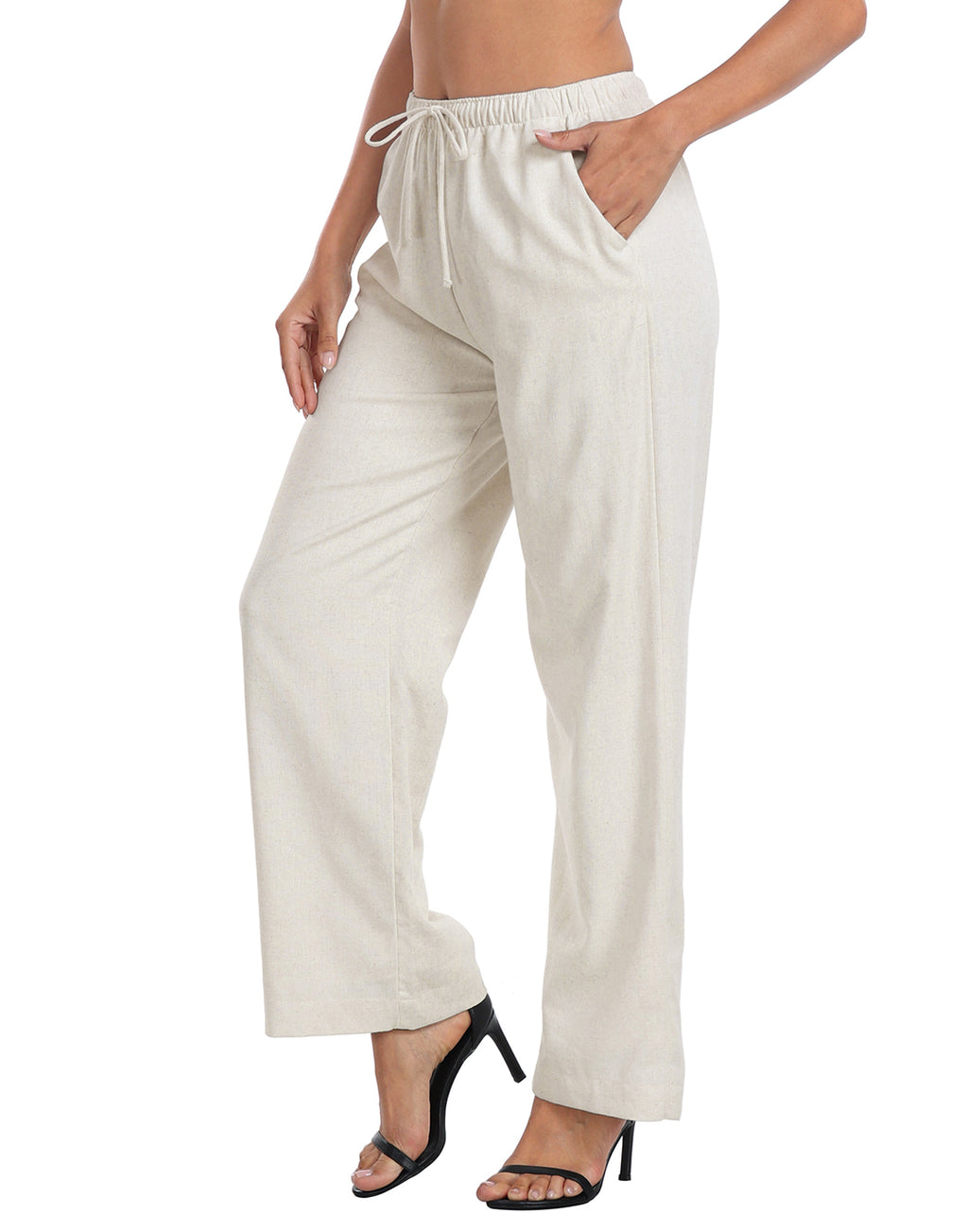 Women's Linen Drawstring Pants with Pockets