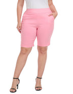 Plus Size Pull On Bermuda Shorts with Pockets and 10" Inseam