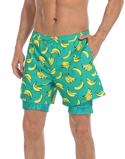 LRD Mens 5" Inseam Swim Trunks with Compression Liner