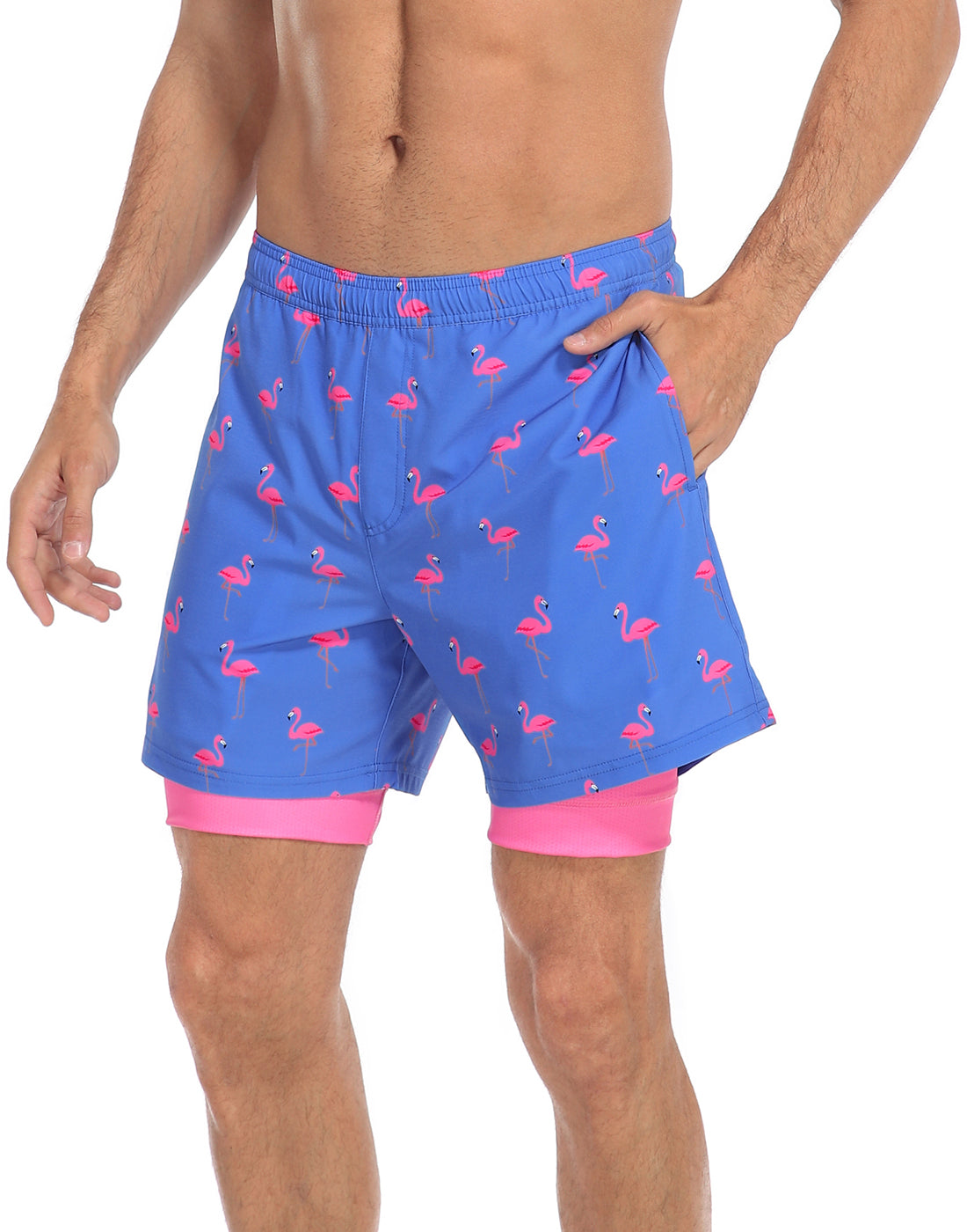 LRD Mens 5" Inseam Swim Trunks with Compression Liner