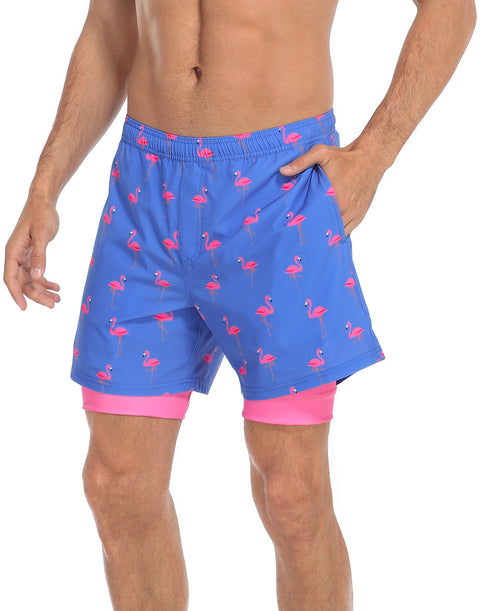 LRD Mens 5" Inseam Swim Trunks with Compression Liner