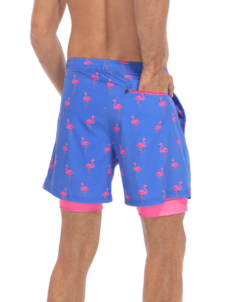 LRD Mens 5" Inseam Swim Trunks with Compression Liner