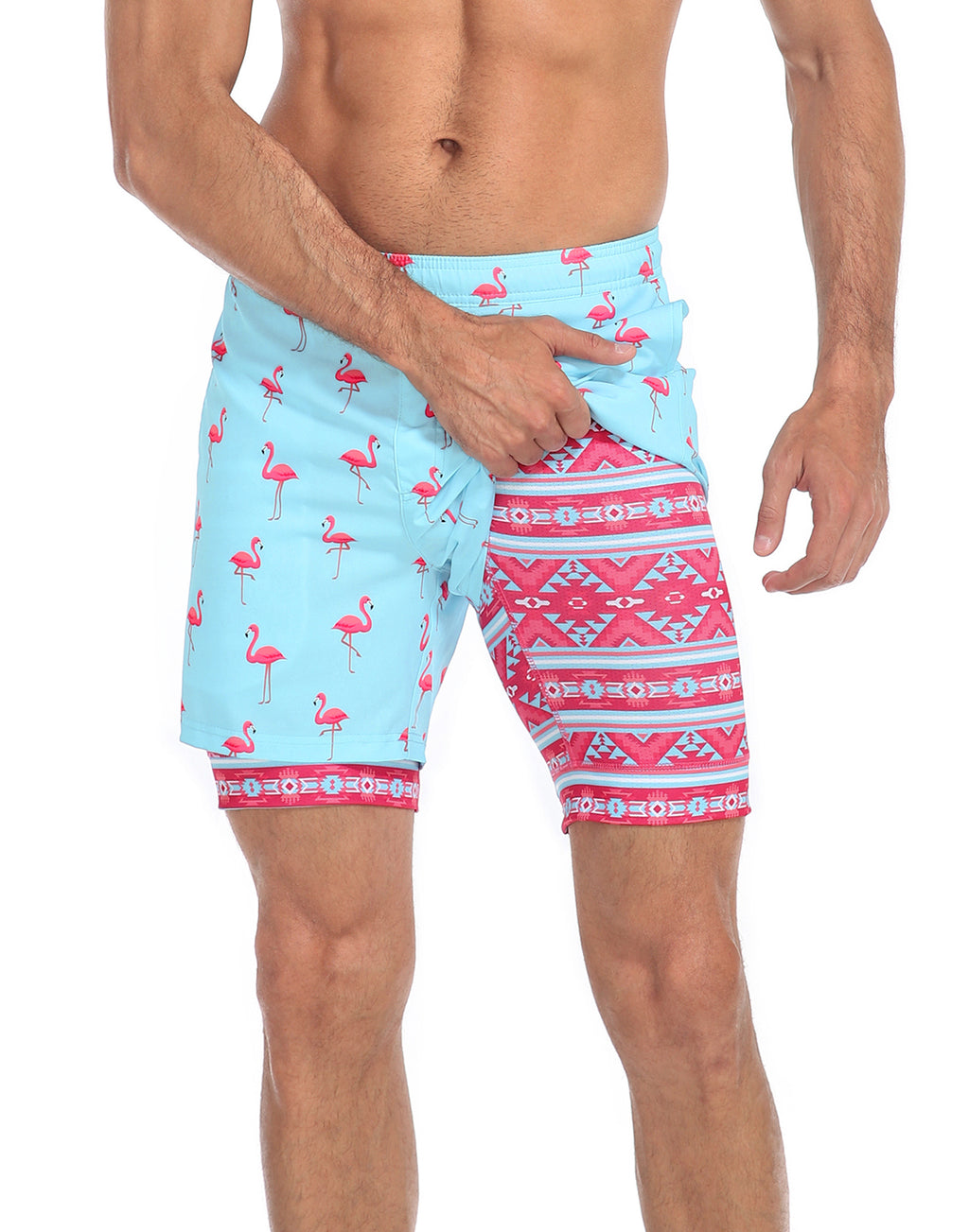 LRD Mens 5" Inseam Swim Trunks with Compression Liner