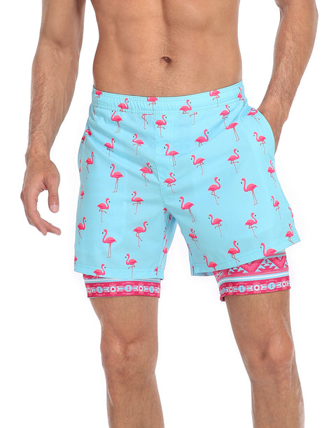 LRD Mens 5" Inseam Swim Trunks with Compression Liner