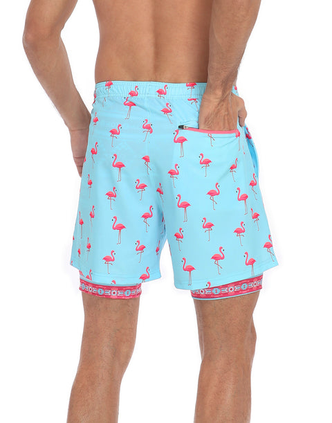 LRD Mens 5" Inseam Swim Trunks with Compression Liner