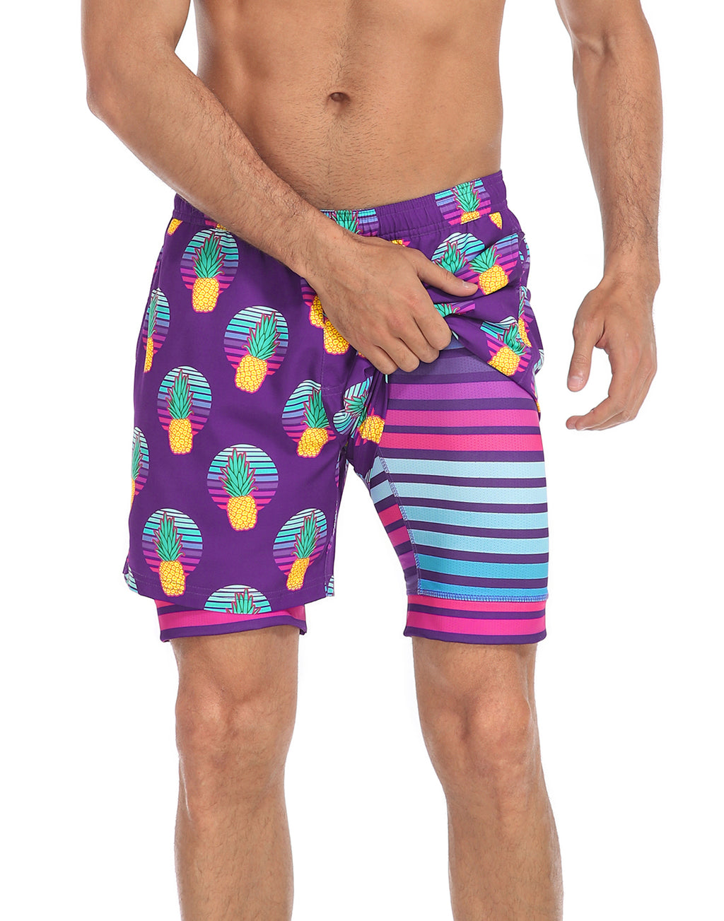 LRD Mens 5" Inseam Swim Trunks with Compression Liner