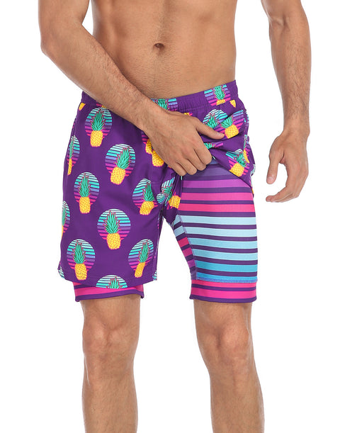 LRD Mens 5" Inseam Swim Trunks with Compression Liner