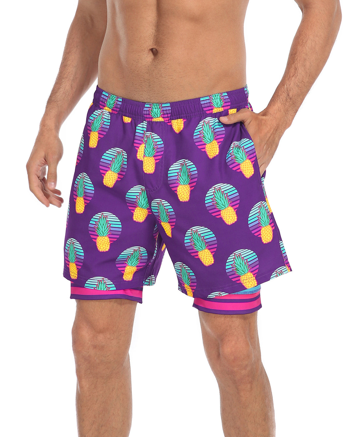 LRD Mens 5" Inseam Swim Trunks with Compression Liner