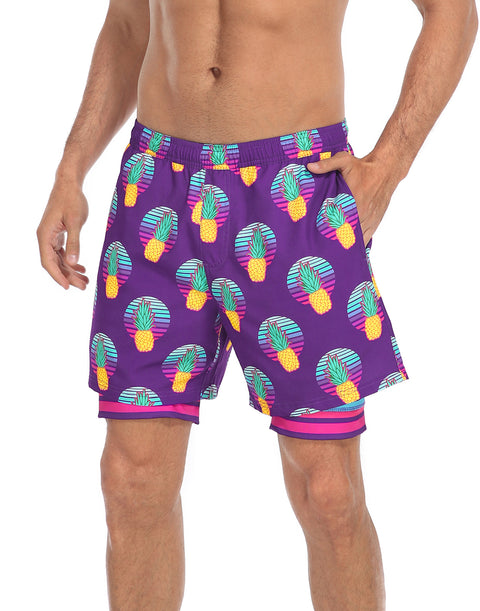 LRD Mens 5" Inseam Swim Trunks with Compression Liner