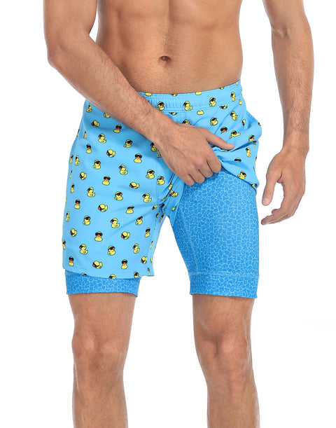 LRD Mens 5" Inseam Swim Trunks with Compression Liner