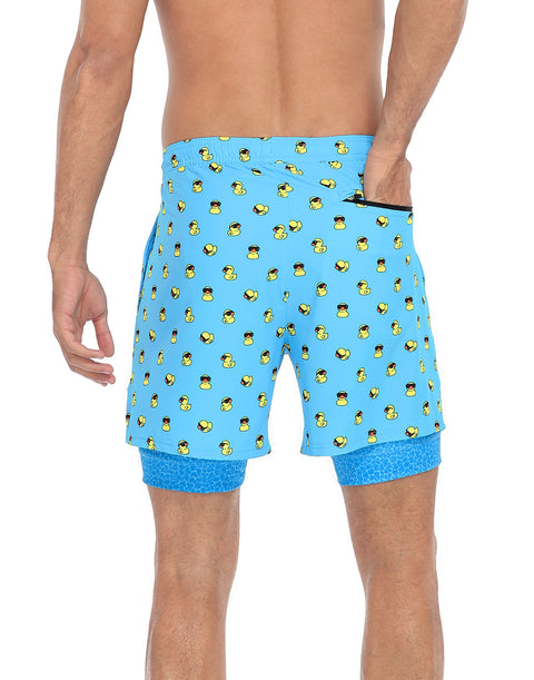 LRD Mens 5" Inseam Swim Trunks with Compression Liner