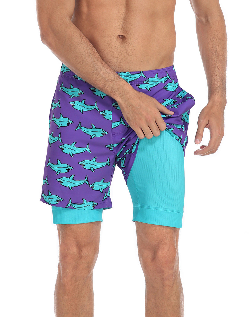 LRD Mens 5" Inseam Swim Trunks with Compression Liner
