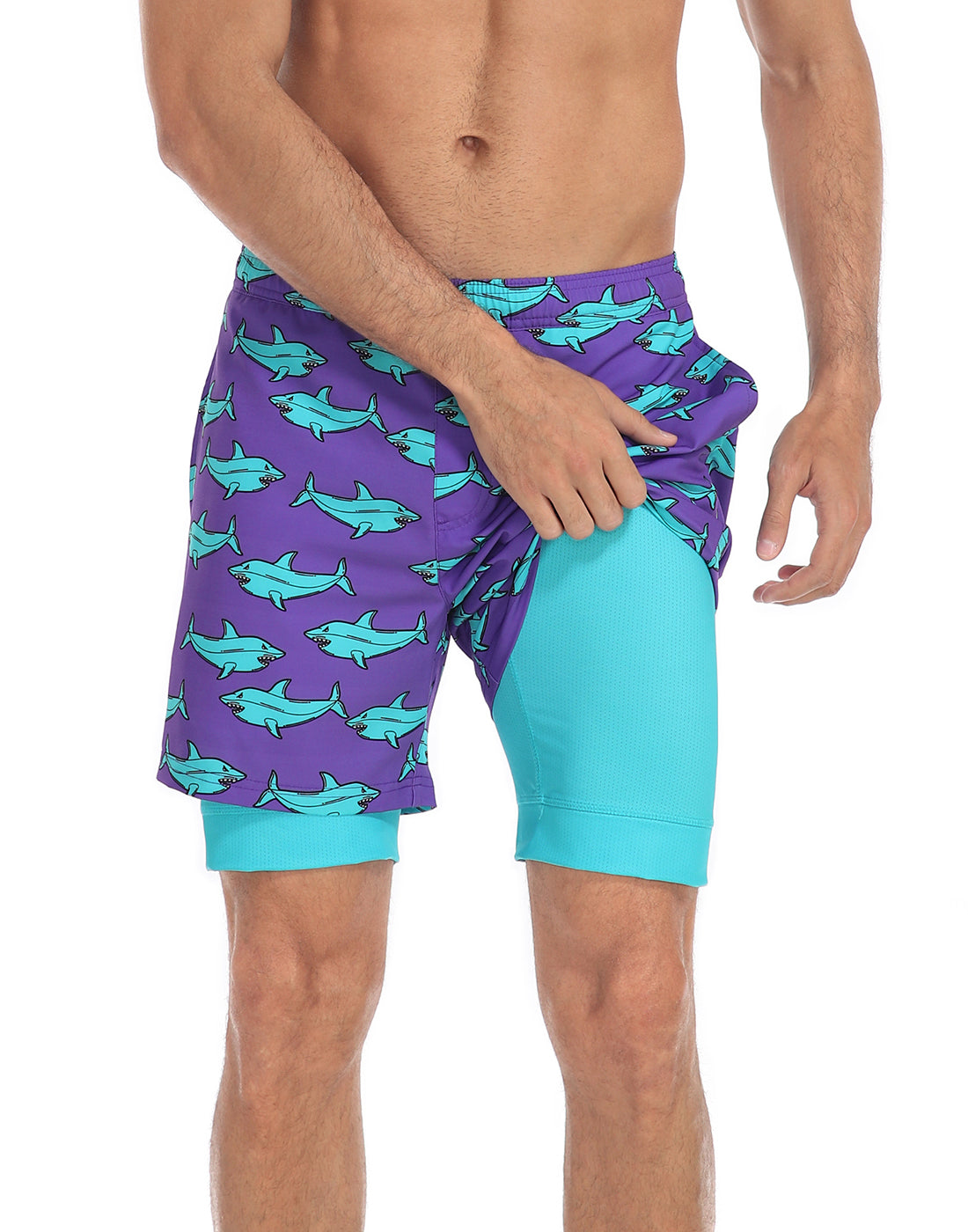 LRD Mens 5" Inseam Swim Trunks with Compression Liner