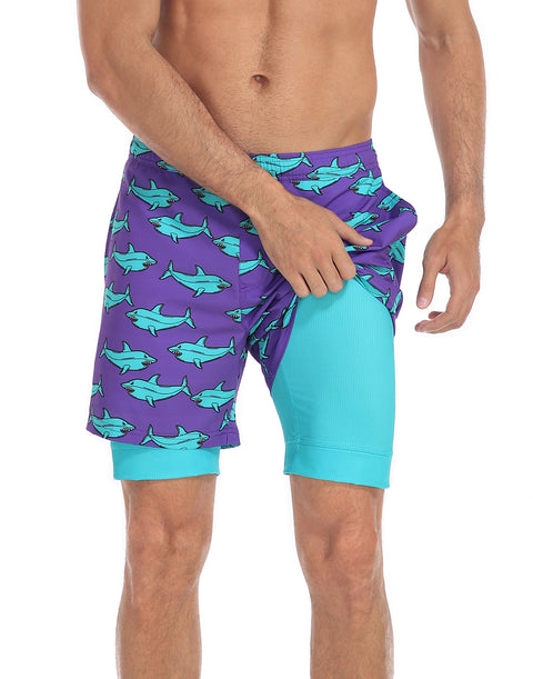 LRD Mens 5" Inseam Swim Trunks with Compression Liner