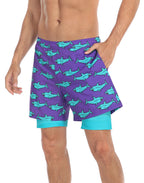 LRD Mens 5" Inseam Swim Trunks with Compression Liner