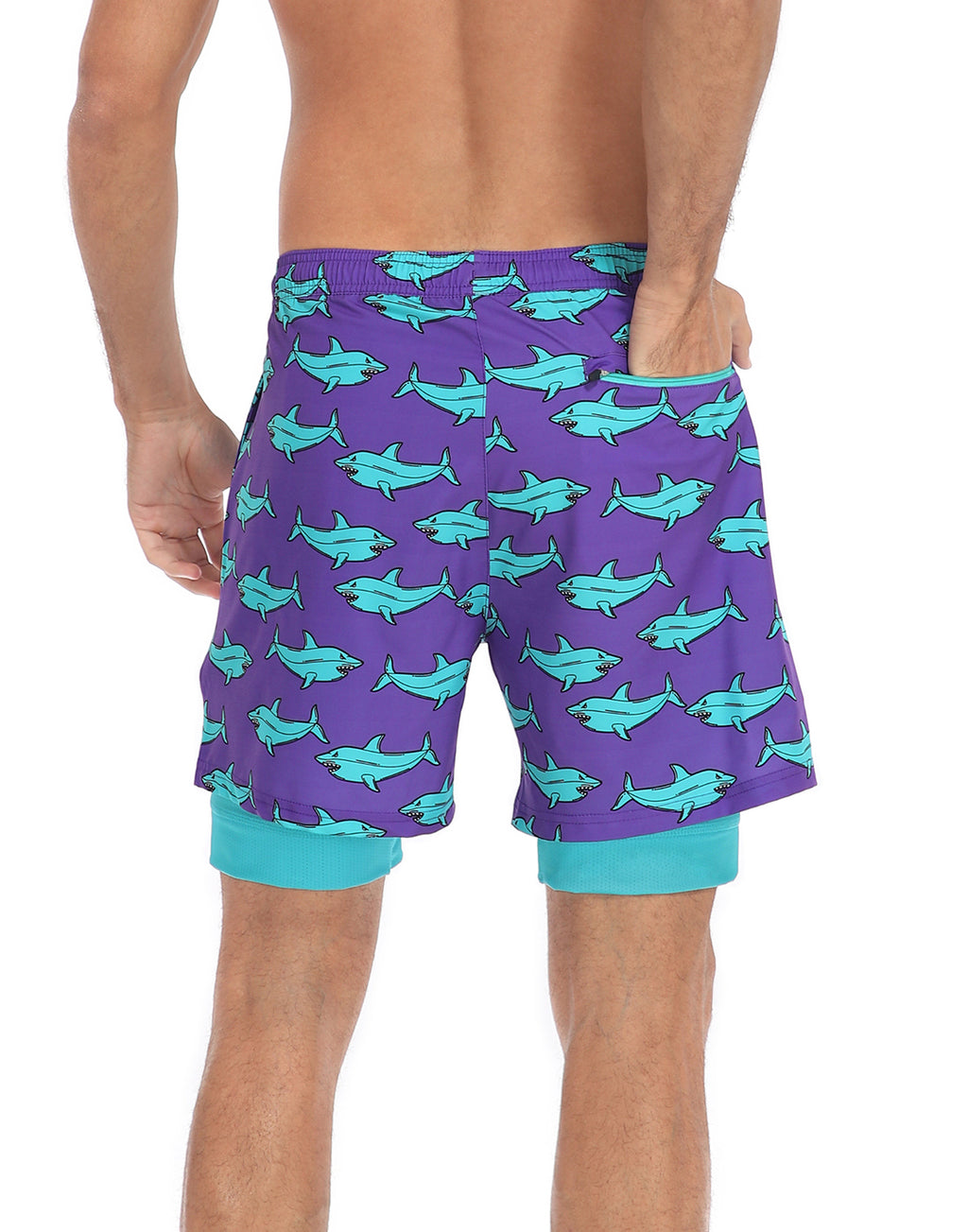 LRD Mens 5" Inseam Swim Trunks with Compression Liner