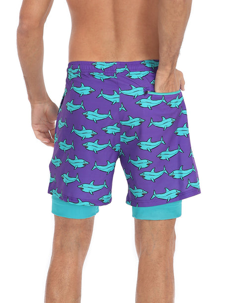 LRD Mens 5" Inseam Swim Trunks with Compression Liner