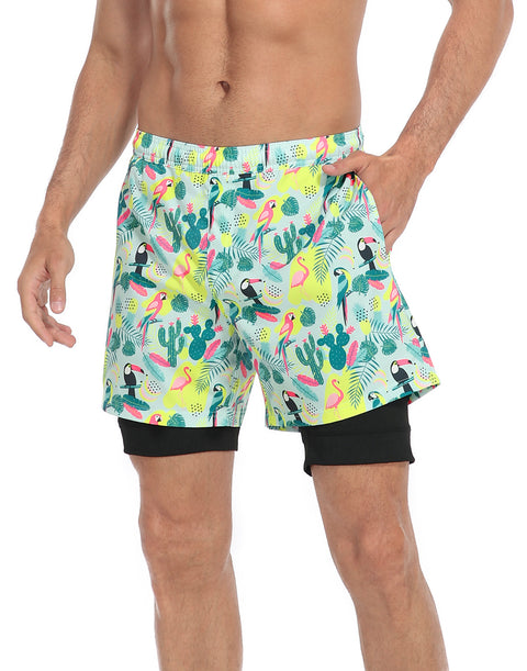 LRD Mens 5" Inseam Swim Trunks with Compression Liner