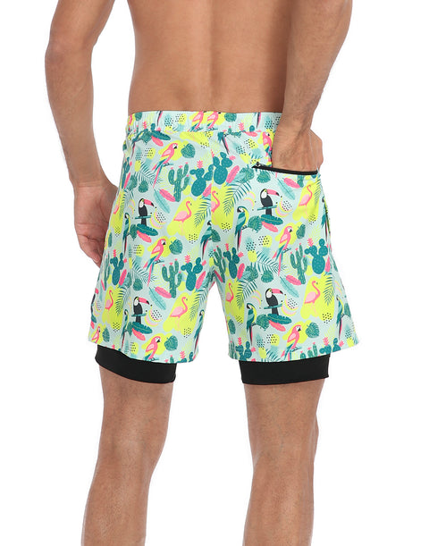 LRD Mens 5" Inseam Swim Trunks with Compression Liner