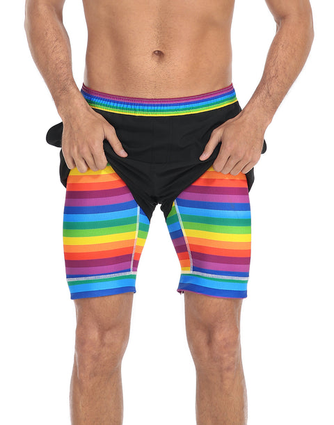 LRD Mens 5" Inseam Swim Trunks with Compression Liner