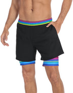LRD Mens 5" Inseam Swim Trunks with Compression Liner