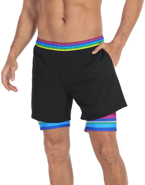 LRD Mens 5" Inseam Swim Trunks with Compression Liner