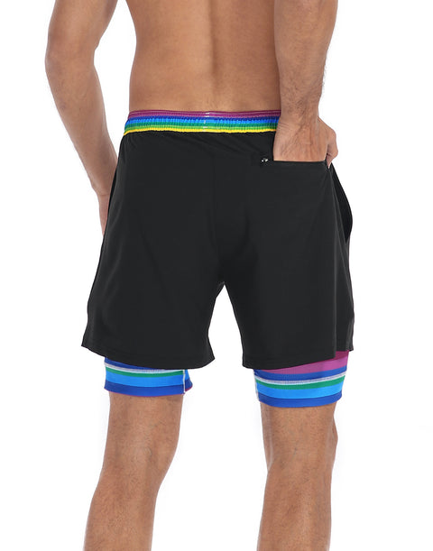 LRD Mens 5" Inseam Swim Trunks with Compression Liner