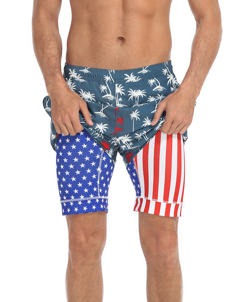 LRD Mens 5" Inseam Swim Trunks with Compression Liner